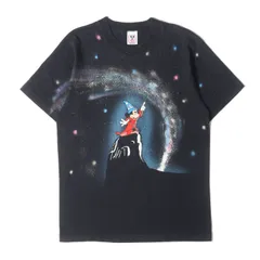 Disney ディズニー Tシャツ ブラック 黒 サイズ:L | 90s オールオーバー ファンタジア ミッキーマウス クルーネック Tシャツ (FANTASIA MICKEY GALAXY) | トップス | 90年代 古着 ヴィンテージ【メンズ】【中古】