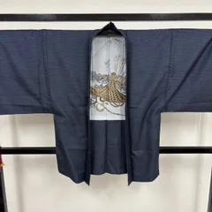 男性着物 本場大島紬 泥藍染 羽織 亀甲絣 正絹 着物 MK-653