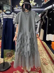 新入荷tシャツワンピース tシャツ ワンピース 大きいサイズ レディース ロング tシャツワンピロングワンピース チュールワンピース(L-4XL)