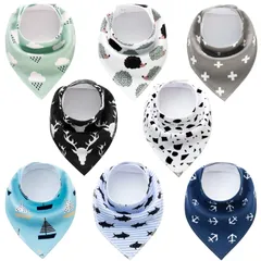 新品 ベビー 三角スタイ よだれかけ 赤ちゃん ビブ 8枚セット 綿 柔らかい 男の子 女の子 口拭き サイズ 調整可能 お食事・授乳・おでかけ・お出産祝いに最適