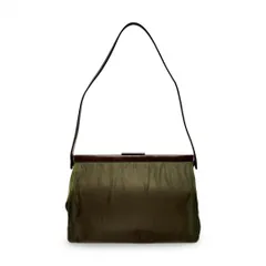 PRADA プラダ ナイロン レザー がま口 ワンショルダーバッグ ブラウン 正規品