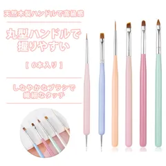 【6 本入り】ネイル 筆 ネイルブラシ ジェルネイル 筆 カラフルネイルブラシセット ダブルヘッド 木製ハンドル プロ用＆初心者用 ネイルデザイン ブラシ ペンツール ジェルネイル用