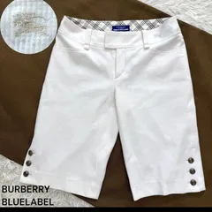 バーバリーブルーレーベル BURBERRY BLUE LABEL ノバチェック ハーフパンツ ホースロゴ刺繍 白 ホワイト S