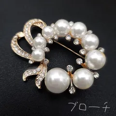 ブローチ パール コサージュ リボンB サークル ゴールド 卒業式 入園式 結婚式