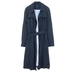 ZARA BASIC ザラベーシック 長袖 ロングコート S ネイビー ベルト付 レディース 古着