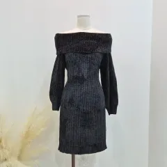 AZUL by MOUSSY ツアーベルベット オフショルダー ニット ONE PIECE