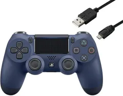 【新品】 ワイヤレスコントローラー (DUALSHOCK 4) ミッドナイト・ブルー CYBER PS4用コントローラー充電ケーブル3m