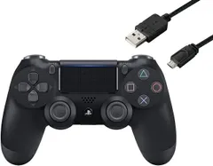 【新品】 ワイヤレスコントローラー (DUALSHOCK 4) ジェット・ブラック (CUH-ZCT2J) CYBER PS4用コントローラー充電ケーブル3m