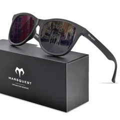 【数量限定】[MARSQUEST] サングラス メンズ 偏光サングラス 運転用 ウェリントン型 UV400 紫外線カット バイク用サングラス 抗衝撃 スポーツ ドライブ ランニング 釣り 登山 ユニセックス momentumシリーズ (ブラック)