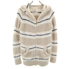 gelato pique ジェラートピケ ボーダー柄 長袖 ジップパーカー F グレージュ系 ルームウェア レディース 古着