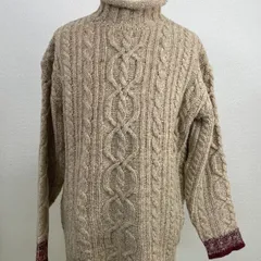 【美品】TAKEO KIKUCHI タケオキクチ DAILY WEAR ケーブルニット ウール100% 日本製 ベージュ タートルネック
