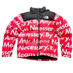 【中古】 SUPREME シュプリーム  ×ノースフェイス コラボ By Any Means Nuptse Jacket ヌプシ NF00CXK3 ダウンジャケット 赤 黒 サイズM フード収納可能 メンズ 総柄 25006149 MK