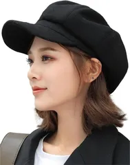 bubu o_hana(ブブ オーハナ) キャスケット ハンチング ニュースボーイ キャップ オールシーズン 女性 用 レディース 帽子 ベレー ニューヨーク ハット (ブラック,  56.0-58.0 cm)