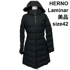 ■ 美品 ヘルノ HERNO Laminar ラミナー ダウンコート アウター ロングコート 長袖 黒 ダウン90％ 42 M～L 9号～11号 レディース S5X002