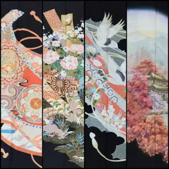 10022☆送料込み❣️黒留袖 着物 4枚 まとめ売り❣️ 黒留袖：T214 稲穂に宝熨斗目(w)| 黒留袖レンタル │ 京都着物