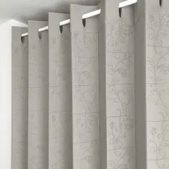 【在庫処分】日本製 パタパタ アコーディオンカーテン 帝人フロンティア エコリエ使用 つる草花柄 アラベスク 遮熱 断熱 保温 長さの調整可能 巾150cm×丈200cm グレージュ