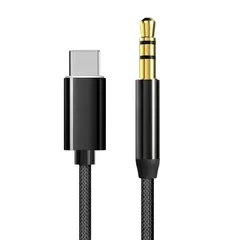 AUXケーブル USB Type-C to 3.5mm オーディオ変換 ハイレゾ対応 高耐久 1m ブラックka10000a624