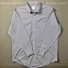 【16 1/2-34/35】Brooks Brothers 346 ボタンダウンシャツ  / Non-Iron ブルー×ホワイト（チェック） XL相当 メンズ