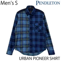 【USED／メンズS】PENDLETON フランネルシャツ チェックパターン切替 ネイビー