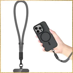 ☆彡送料無料でお届け☆彡Color:グレー スマホハンドストラップ 手首用 32cm 長さ調整可 360° 回転 7mm 太さ 合金製カラビナ ストラップホルダー付き iPhone/Android 全機種対応 落下・カメラ紛失防止