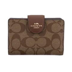 COACH コーチ シグネチャー ミディアム コーナー ジップ ウォレット 二つ折り財布 C0082 レディース コーティングキャンバス/レザー ベージュ 【中古】
