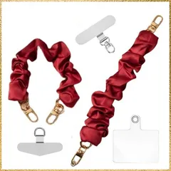 ☆彡送料無料でお届け☆彡Color:02.レッド(シルバー回転ｘシルバー矢印ｘクリアアタッチメント３枚セット) [oioiso] スマホストラップ 手首 シュシュ ハンドストラップ おしゃれ かわいい スマホ落下防止 ストラップホルダー 韓国 レディース 女性