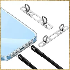 ☆彡送料無料でお届け☆彡 スマホ ストラップホルダー ステンレス両耳 ロープクリップ 共通 0.4mmの超薄型 2口 ダブルリング ステンレス製 ゆもれどめつぎて スステンレス製 携帯ストラップホルダータグパッチ スクラッチ防止フィルム付き 薄型 丈夫 充電影