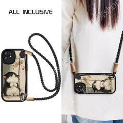 スマホケース iphone16ピンク猫 iPhone ケース アップル対応 ショルダーロープ 持ち歩き便利 ファッションカバー