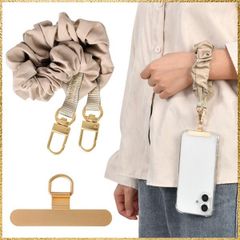 ☆彡送料無料でお届け☆彡Color:ベージュ [Shirizu] スマホストラップ 手首 ハンドストラップ 携帯ストラップ 手首 長さ24cm 360°回転でき 太め ハンドストラップ ストラップホルダーナイロン スマホアクセサリー 腕掛けストラップ ショート