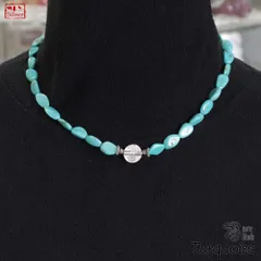 ターコイズ カレンシルバー花彫ネックレス《天然石／ハンドメイド》