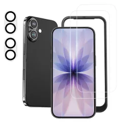 新品　いPhone17（6.3インチ）対応 高透過率 指紋防止 耐衝撃 硬度9H レンズカバー DSP25F1702 カメラ保護 ガイド枠付き 保護フィルム 強化ガラス 用 iPhone17 (2枚) (2枚) カメラフィルム + ガラスフィルム NIMASO