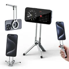 新品　スタンド＆手持ちモード 360度回転 持ち運び便利 自撮り棒 折りたたみ式 スマホスタンド magsafeに対応 携帯スタンド 安定 全金属製 軽量 ミニ三脚 角度調整可能 スマホ三脚 横置き/縦置き 卓上三脚 MA30 セルフィー/生放送/撮影録画/動