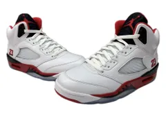 ナイキ NIKE 25年製 AIR JORDAN 5 FIRE RED BLACK TONGUE エア ジョーダン ファイヤー レッド ブラックタン AJ5 シューズ 白 赤 黒 メンズ靴 スニーカー ホワイト 27cm 104S-1026