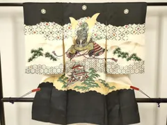 平和屋着物[]お宮参り　男の子　祝着　産着　初着　のしめ　唐獅子　兜　風景松文　金彩　逸品　DAAW2943ma