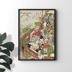 A4サイズ 歌川豊国 ポスター 忍者錦絵 見立三幅対 月 児雷也