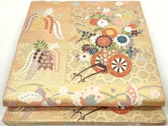平和屋着物◎六通柄袋帯 色紙草花文 正絹 逸品 CAAI3988ku 2026年