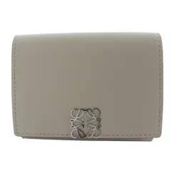 ロエベ LOEWE アナグラム トライフォールド 三つ折り コンパクト ウォレット 財布 レザー ベージュ /YO19 ■OH