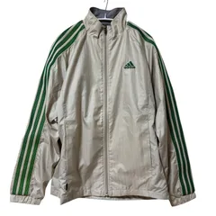 RE230 adidas アディダス ナイロンジャケット ベージュ 緑ライン ジャージ メンズ レディース兼用 Sサイズ