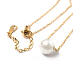 314 上品 ステンレスチェーン パールネックレス