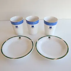 GIVENCHY ジバンシィ フリーカップ＆プレート 5点セット ブランド食器 日本製 山加商店製 ブルーライン 緑金縁 高級感 テーブルウェアのサムネイル