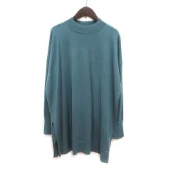 ユニクロ UNIQLO ニットチュニック モックネック 長袖 L 緑 グリーン /MS ●RY