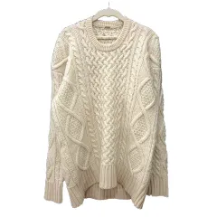 ミラオーウェン Mila Owen ニット セーター 長袖 ケーブル ウール F 白 アイボリー /MN