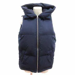 アズールバイマウジー AZUL by moussy ダウンベスト ジップアップ 総裏地 フード M 紺 ネイビー /YK