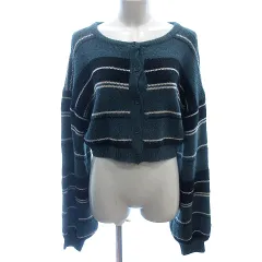 アプレジュールミニョン apres jour mignon ニットカーディガン ショート丈 ボーダー 長袖 F 緑 グリーン /AU