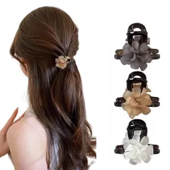 新品 3点セット 椿デザイン ミニバレッタクリップ ヘアピン 小さめ ヘアアクセサリー まとめ髪 髪飾り 大人かわいい シンプルおしゃれ オフィス用 プレゼント 贈り物 (椿)