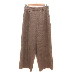 インデックス INDEX ワイドパンツ 千鳥格子 ロング M ベージュ 茶 ブラウン 黒 ブラック /MS