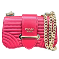 【最終価格】PRADA 極美品 プラダ シドニー ダイアグラム スモール チェーンショルダーバッグ BR5096 ソフトカーフ レザー レッド セミショルダー クロスボディ ポシェット キルティング Aランク 鑑定済 中古 プラダバッグ PRADA 極美品 プラダ シドニー ダイアグラム スモール チェーン