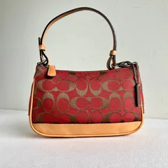 Coach Vintage y2k Hampton Demi Pouch Mini Handbag Red Signature Jacquard Leather