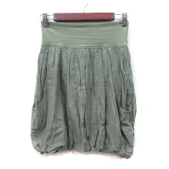 ザラ ベーシック ZARA BASIC タイトスカート ひざ丈 バルーン 緑 カーキ /YI