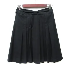 コムサモデルズ COMME CA MODELS プリーツスカート ひざ丈 チェック S 黒 ブラック /YI